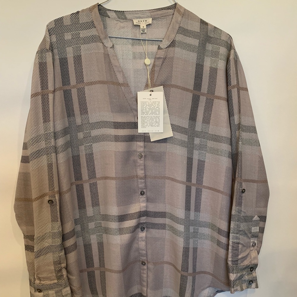 Soft Joie Grey plaid blouse size small
